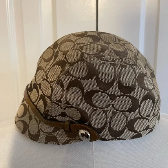 COACH Tan/Brown Signature Pattern “Karee” Cap, Size M/L - Picture 2 of 5